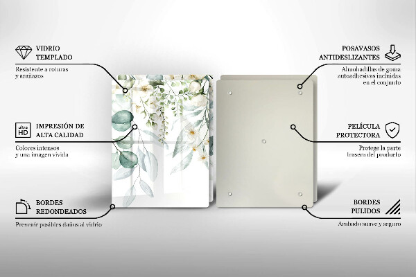 Protector pared cocina Plantas de acuarela