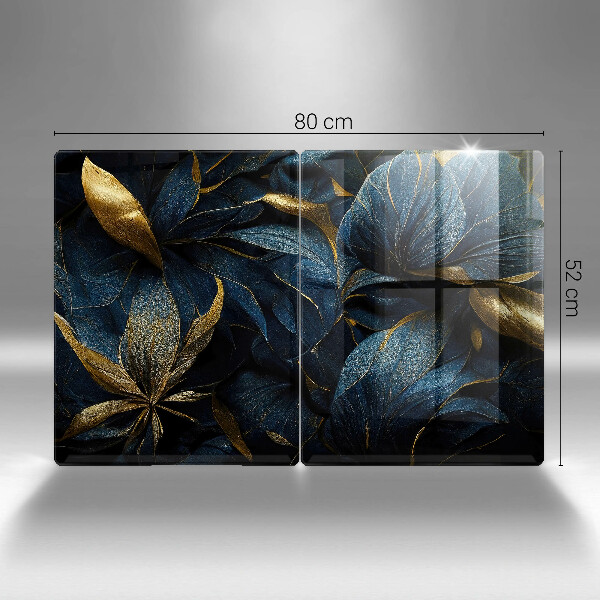 Protector pared cocina Hojas decorativas con oro.