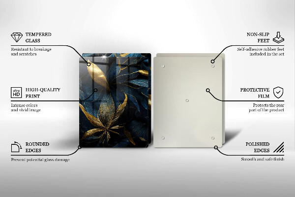 Protector pared cocina Hojas decorativas con oro.