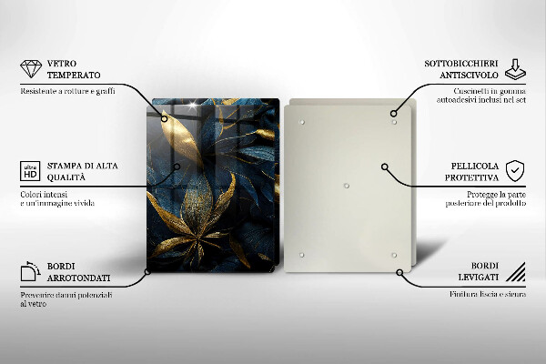 Protector pared cocina Hojas decorativas con oro.