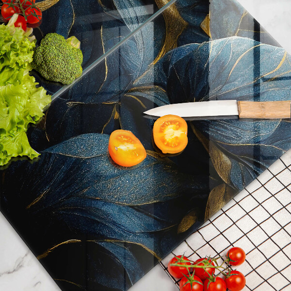 Protector pared cocina Hojas decorativas con oro.