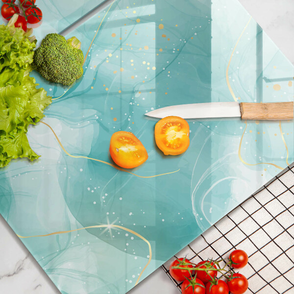 Protector pared cocina Abstracción azul y dorada