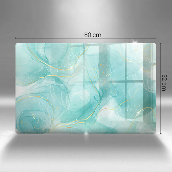 Protector pared cocina Abstracción azul y dorada