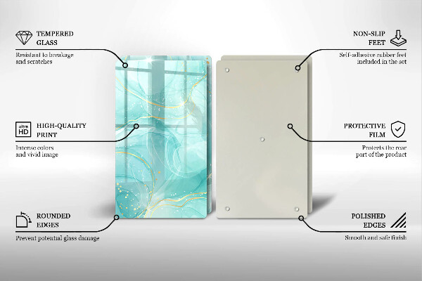 Protector pared cocina Abstracción azul y dorada