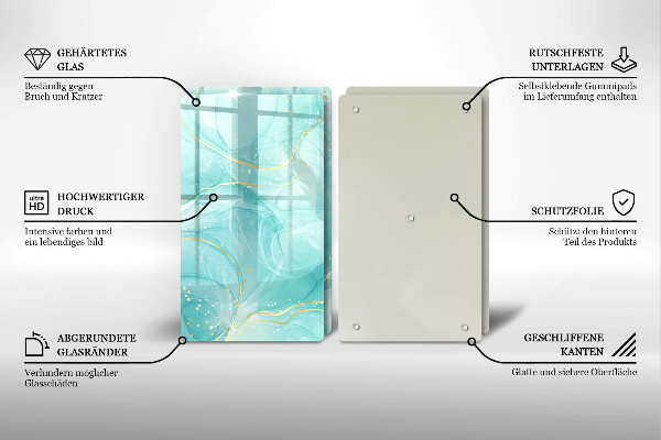 Protector pared cocina Abstracción azul y dorada