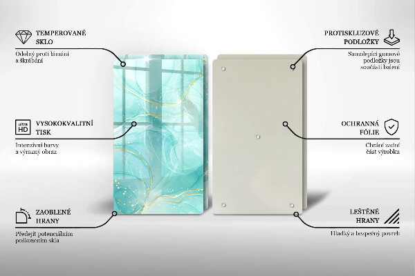 Protector pared cocina Abstracción azul y dorada