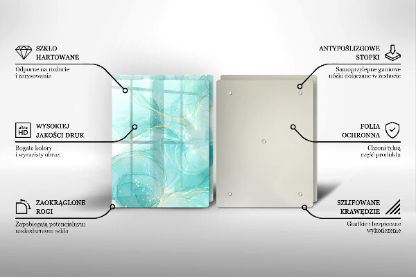 Protector pared cocina Abstracción azul y dorada