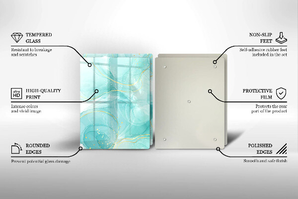 Protector pared cocina Abstracción azul y dorada