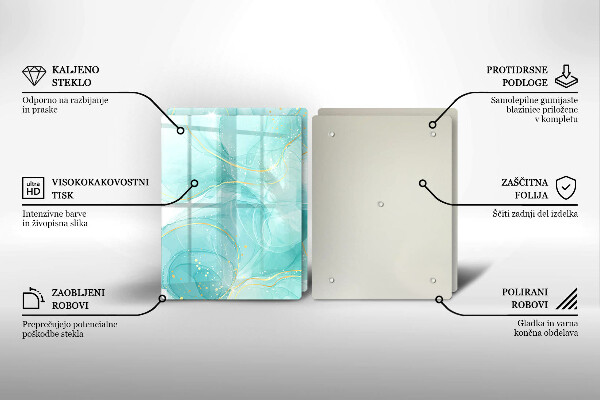 Protector pared cocina Abstracción azul y dorada