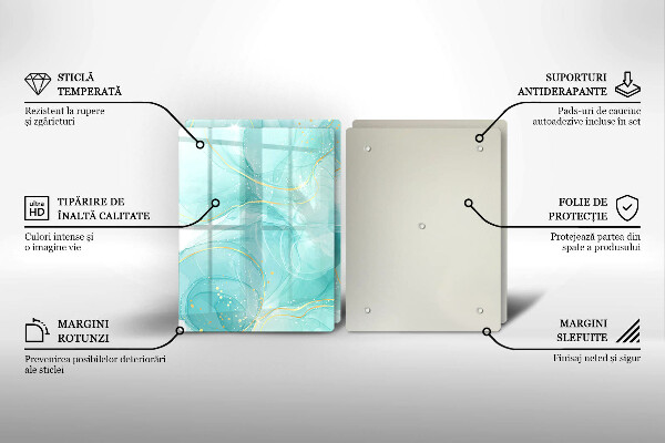 Protector pared cocina Abstracción azul y dorada