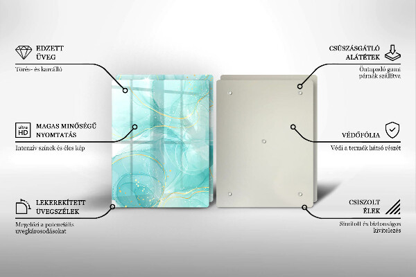 Protector pared cocina Abstracción azul y dorada