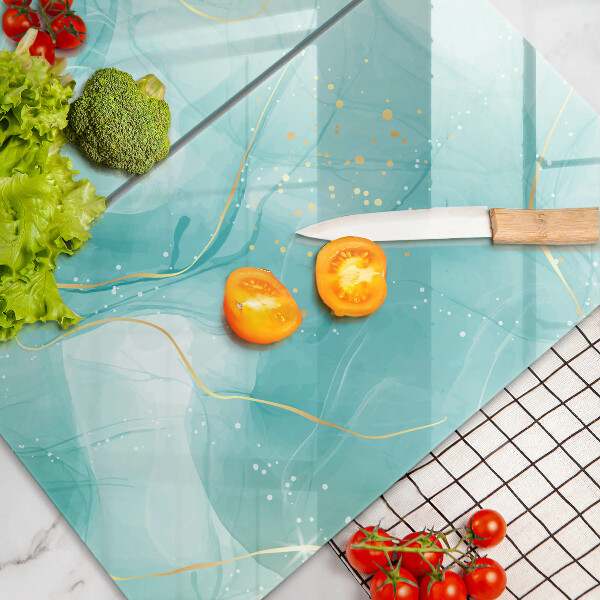 Protector pared cocina Abstracción azul y dorada