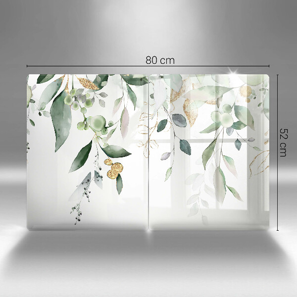 Protector pared cocina Hojas de acuarela