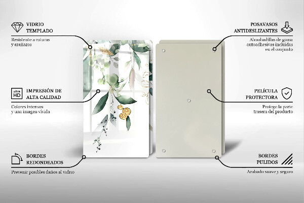 Protector pared cocina Hojas de acuarela