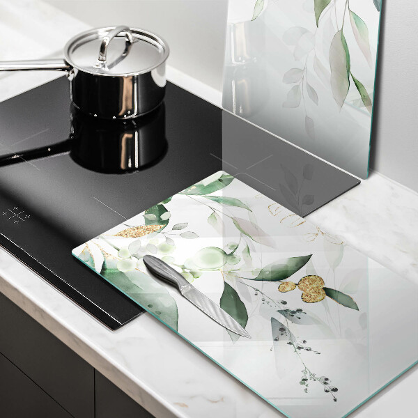 Protector pared cocina Hojas de acuarela