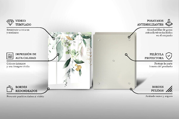 Protector pared cocina Hojas de acuarela