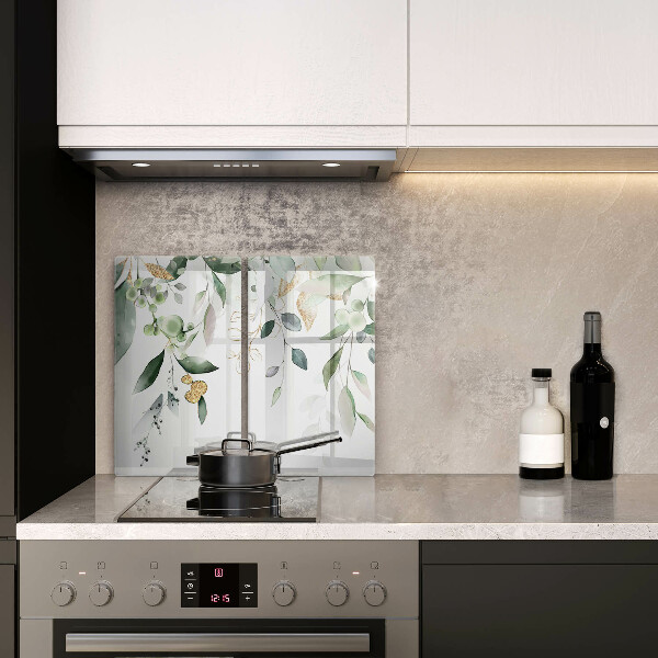 Protector pared cocina Hojas de acuarela
