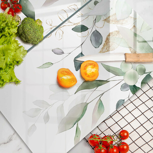 Protector pared cocina Hojas de acuarela