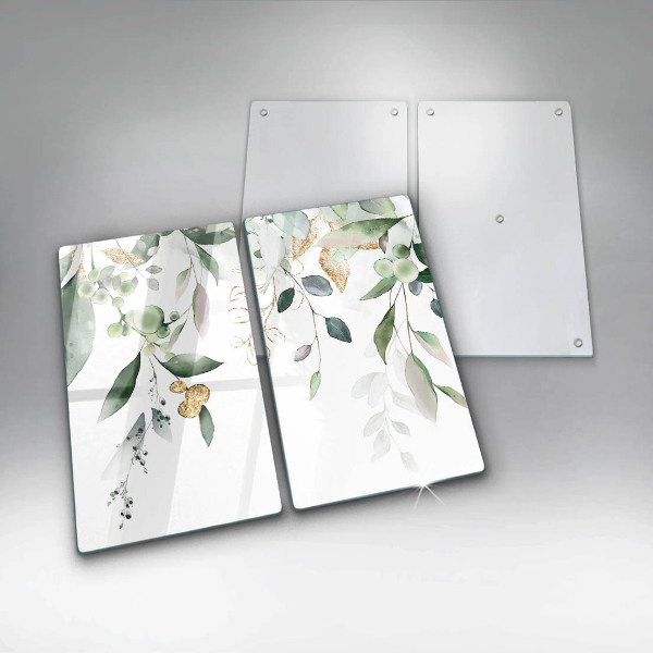 Protector pared cocina Hojas de acuarela