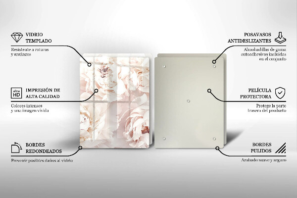 Protector pared cocina Peonías pastel