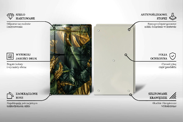 Protector pared cocina Hojas de monstera dorada