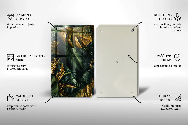 Protector pared cocina Hojas de monstera dorada