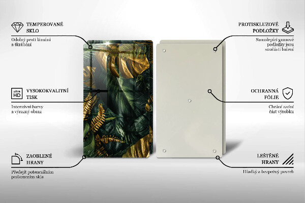 Protector pared cocina Hojas de monstera dorada