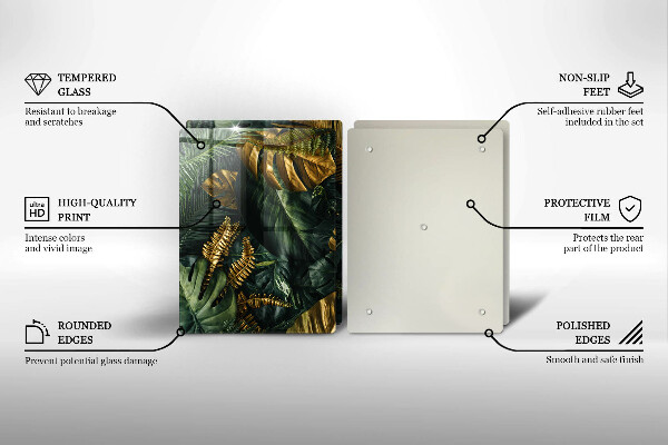 Protector pared cocina Hojas de monstera dorada