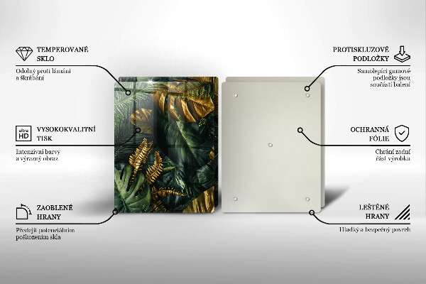 Protector pared cocina Hojas de monstera dorada