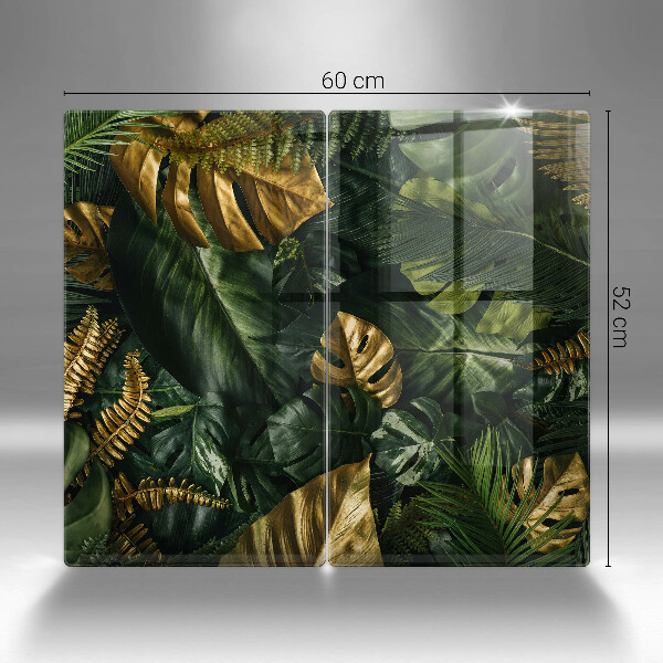 Protector pared cocina Hojas de monstera dorada