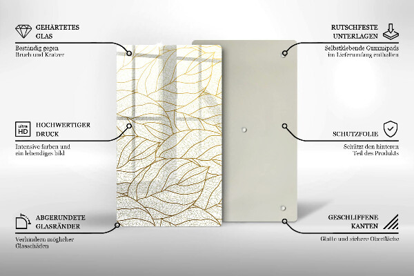 Cubre encimera Patrón de hojas de arte lineal