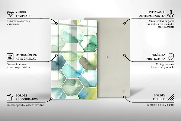 Cubre encimera Hexágonos de acuarela