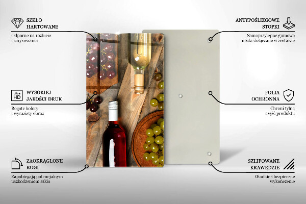 Cubre encimera Botellas de vino y uvas.