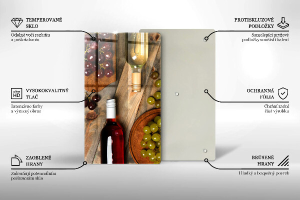 Cubre encimera Botellas de vino y uvas.