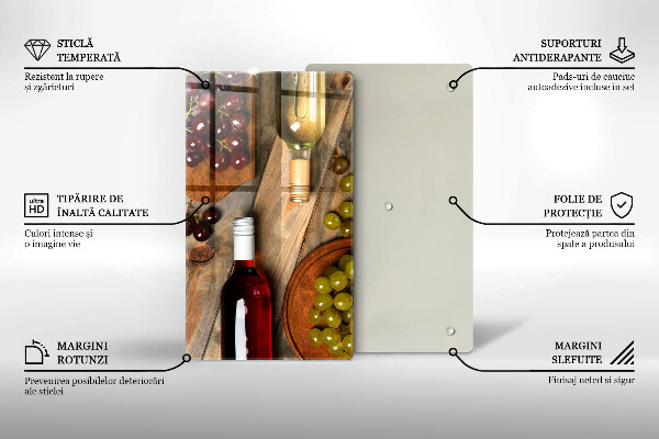 Cubre encimera Botellas de vino y uvas.