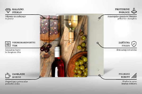 Cubre encimera Botellas de vino y uvas.