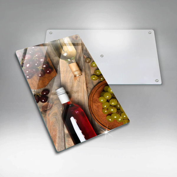 Cubre encimera Botellas de vino y uvas.