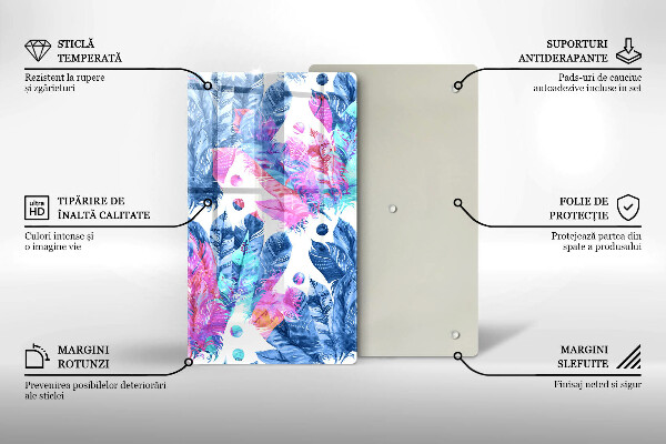 Cubre encimera Ilustración boho de plumas