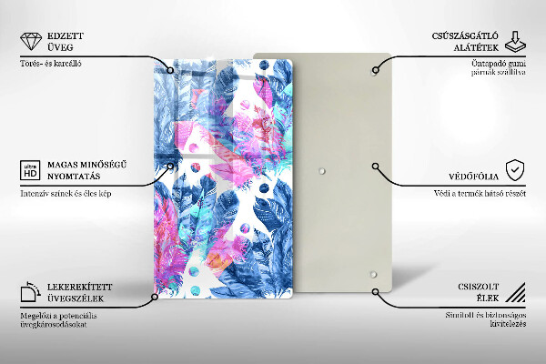 Cubre encimera Ilustración boho de plumas