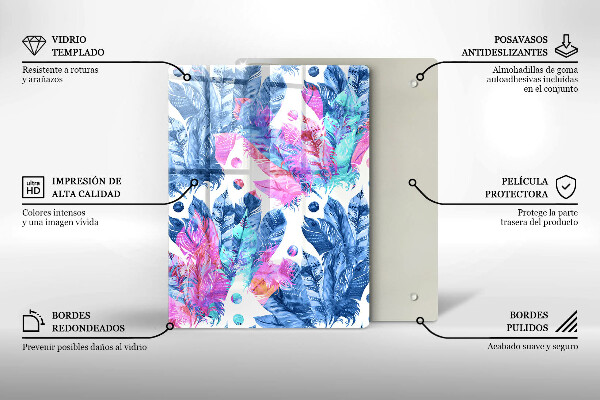 Cubre encimera Ilustración boho de plumas