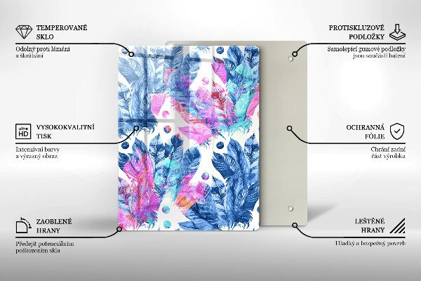 Cubre encimera Ilustración boho de plumas