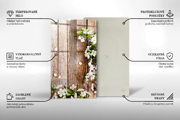 Cubre encimera Flores blancas en las tablas.