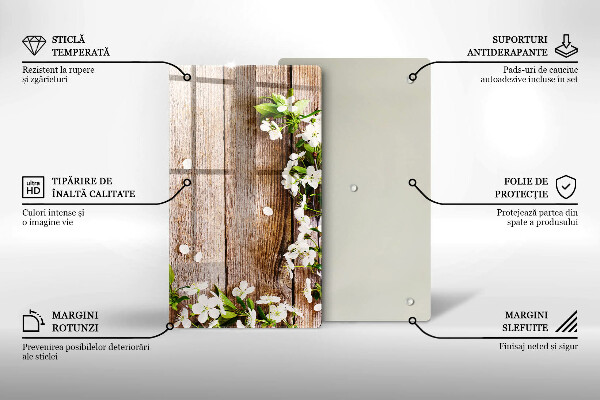 Cubre encimera Flores blancas en las tablas.