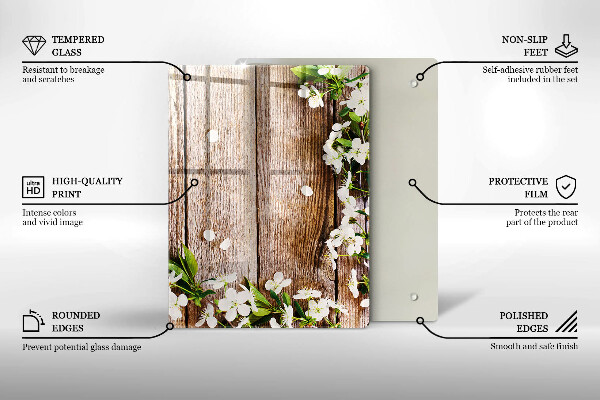 Cubre encimera Flores blancas en las tablas.
