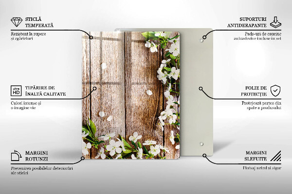 Cubre encimera Flores blancas en las tablas.