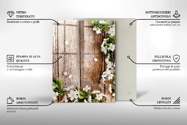 Cubre encimera Flores blancas en las tablas.