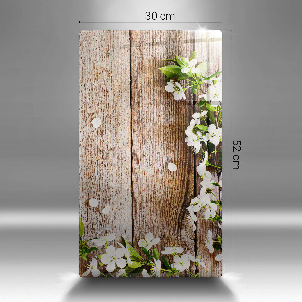 Cubre encimera Flores blancas en las tablas.