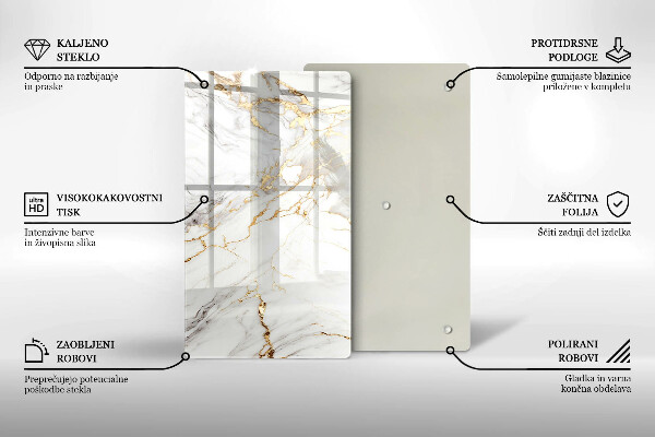 Cubre encimera Mármol claro con oro.