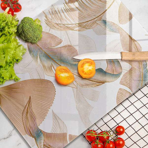 Cubre encimera Plumas y hojas boho.