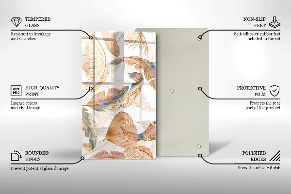 Cubre encimera Plumas y hojas boho.